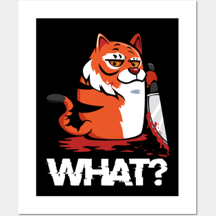 Murderous Killer Tiger - What? Blood Knife Humorous Posters and Art